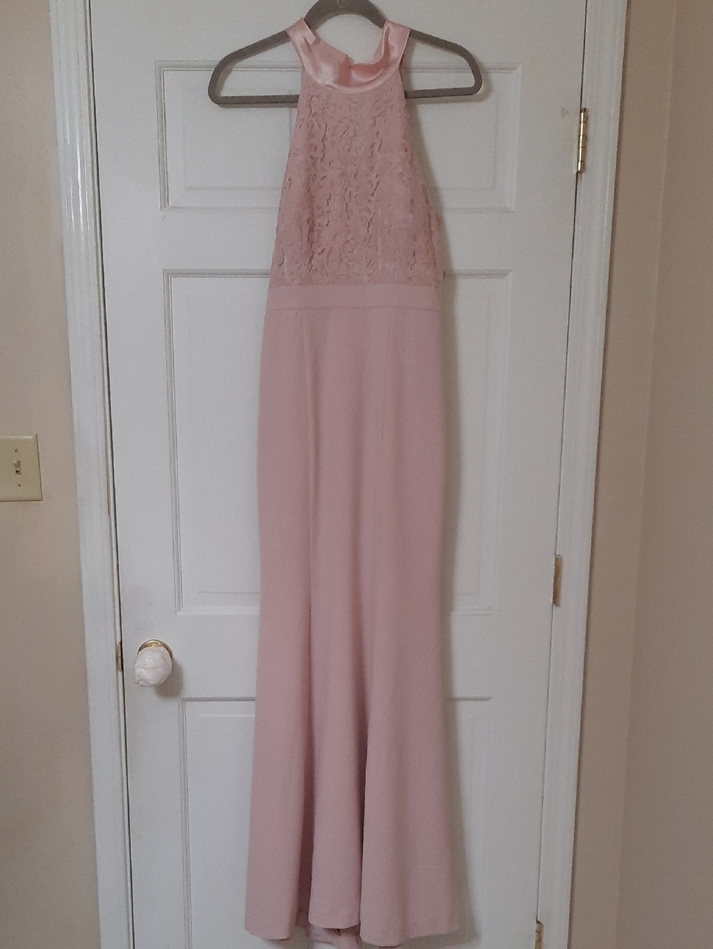 Halter Lace Bodice Maxi Dress - Pink